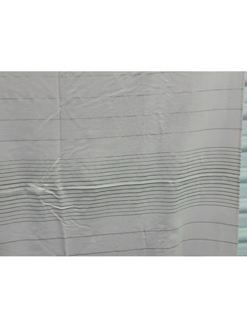 Pink Silver Striped Vintage Tablecloth Topper 7 Napkins